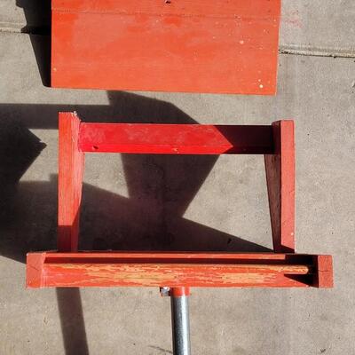 Lot 360: Vintage Wood Bird Feeder House on Stand - Missing the Plastic Birdfeeder Insert