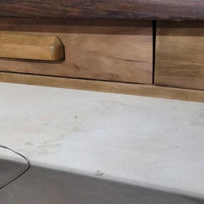 Lot 365: Antique 2 Drawer Desk with Added Power Strip