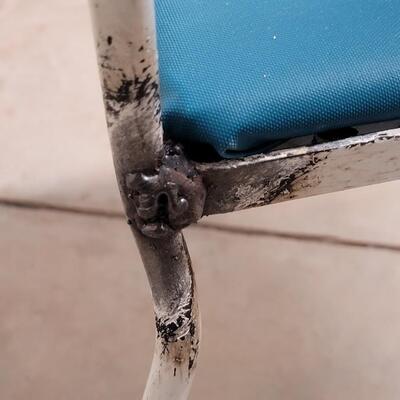 Lot 367: Vintage Thick Glass Top Metal Table and (4) Chairs