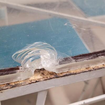Lot 367: Vintage Thick Glass Top Metal Table and (4) Chairs