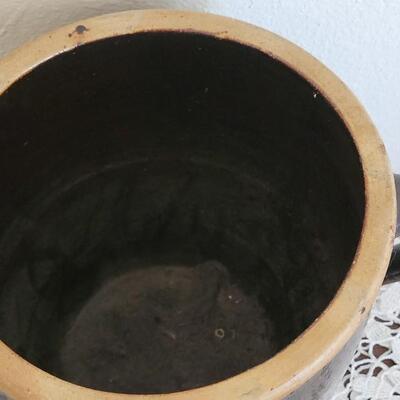 Lot 374: Antique Brown Stoneware Crock with Double Handles