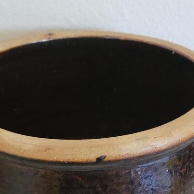 Lot 374: Antique Brown Stoneware Crock with Double Handles