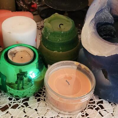 Lot 377: Large Candle and Candleholders Lot