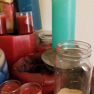 Lot 377: Large Candle and Candleholders Lot