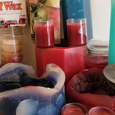 Lot 377: Large Candle and Candleholders Lot