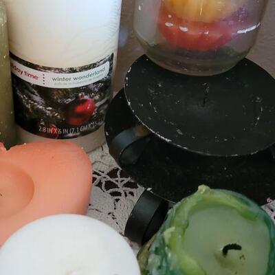 Lot 377: Large Candle and Candleholders Lot