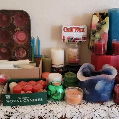 Lot 377: Large Candle and Candleholders Lot