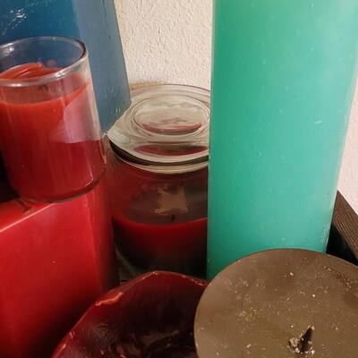 Lot 377: Large Candle and Candleholders Lot