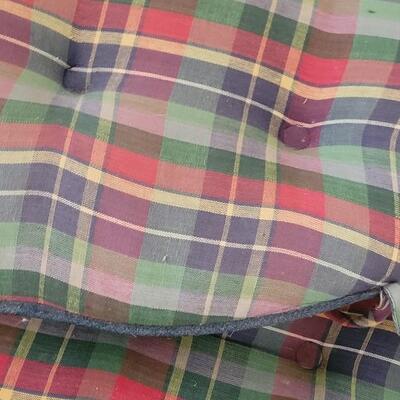 Lot 381: Vintage Plaid & Denim Seat Cushions  (2 are slightly faded)