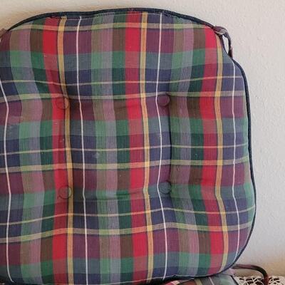 Lot 381: Vintage Plaid & Denim Seat Cushions  (2 are slightly faded)