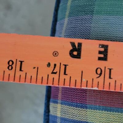 Lot 381: Vintage Plaid & Denim Seat Cushions  (2 are slightly faded)