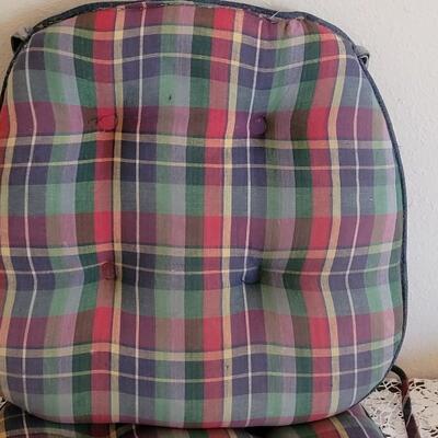 Lot 381: Vintage Plaid & Denim Seat Cushions  (2 are slightly faded)