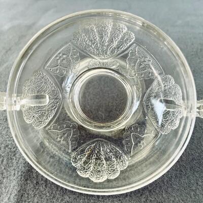 AA     ANTIQUE CLEAR PATTERN GLASS SMALL FOOTED SAUCE DISHES