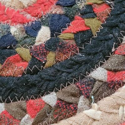 Lot 410: Vintage Round Woven Rug with Red Border