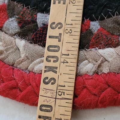 Lot 410: Vintage Round Woven Rug with Red Border