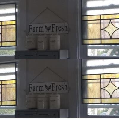 Four Vintage Stained Glass Windows 25â€ x 19â€ each