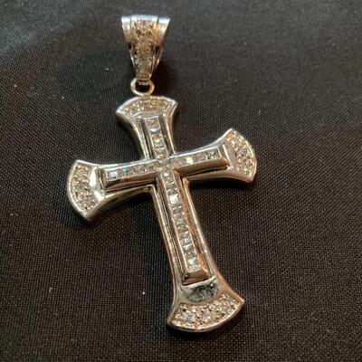 Large 3â€ long Silver Plated Cross Pendant
