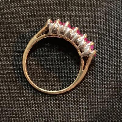 Ruby and Diamond Band Ring Size 4.5 in 10k Gold