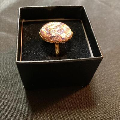 Gold Ring with Gold Flecks in Size 6