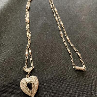 Sterling and Onyx 24â€ Chain with Locket