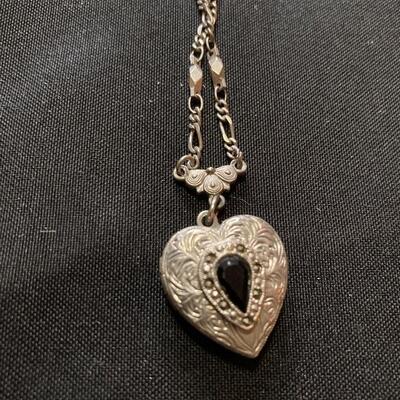 Sterling and Onyx 24â€ Chain with Locket