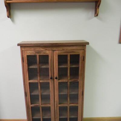 LOT 7   WOODEN CABINET AND DECORATIVE SHELF