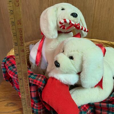 Lot 307: Large Santa's Best Animated Puppies in a Basket w/Box