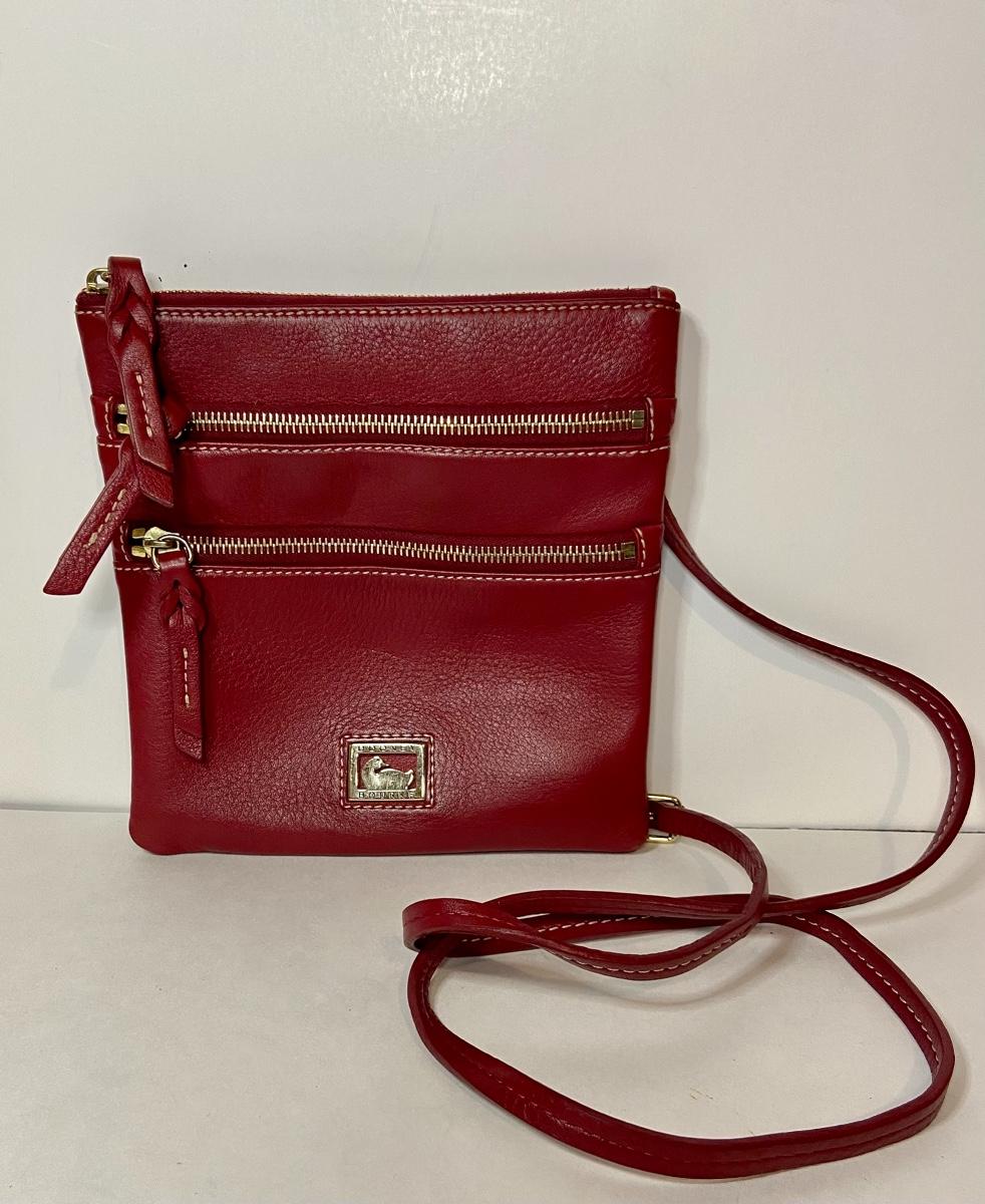 Lot 194: Dooney and Bourke Red Leather Crossbody | EstateSales.org