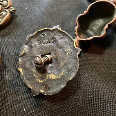 Set of 7 Vintage Metal Acorn Drawer Pulls