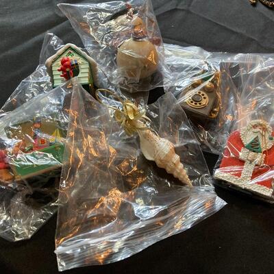 6 pc Hallmark Christmas Ornament Lot with Toy Box, Snowman and more