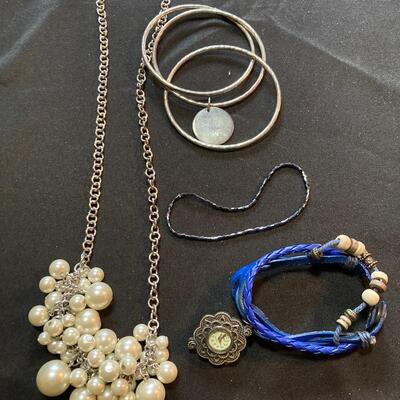 Mixed Jewelry Lot with Faux Pearls, Watch Bracelet and more