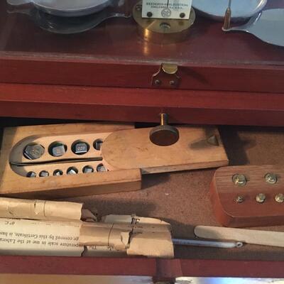 Antique Scientific Pharmacy Scale Complete with weights.