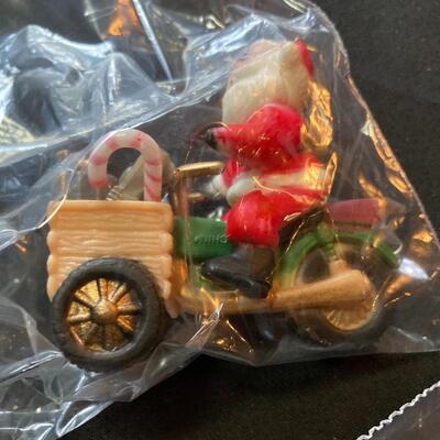 6 pc Hallmark Ornament Lot with Santa Bicycle, Motorcycle and more