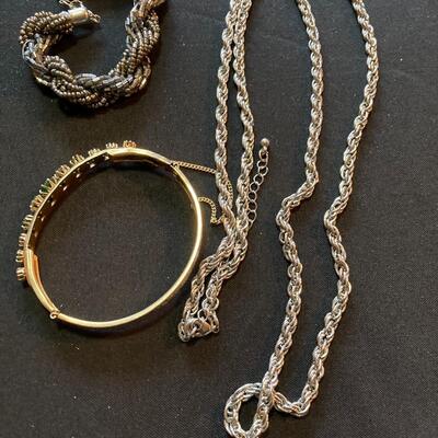 3 pc Jewelry Lot with Chains and Bangle