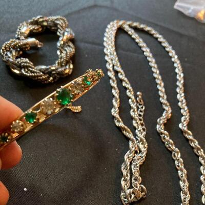 3 pc Jewelry Lot with Chains and Bangle