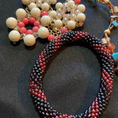 Mixed Necklace and Bracelet Lot with Red Beads and more