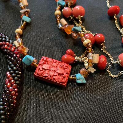 Mixed Necklace and Bracelet Lot with Red Beads and more