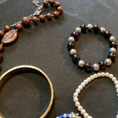 5 pc Necklace and Bracelet Lot with Inlaid Bangle and more