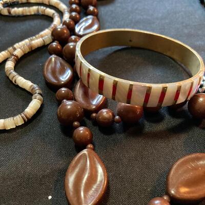 5 pc Necklace and Bracelet Lot with Inlaid Bangle and more