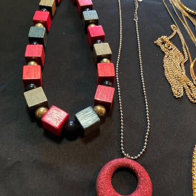 8 pc necklace and bracelet collection with Wood Square Bead necklace and more
