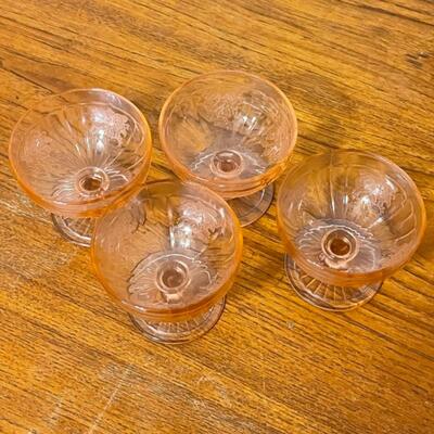 Lot 48 - Vintage Pink Depression Glass Footed Sherbet Mayfair /Open Rose