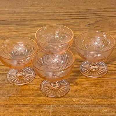Lot 48 - Vintage Pink Depression Glass Footed Sherbet Mayfair /Open Rose