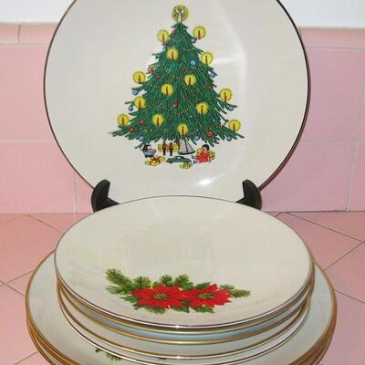 MS Lot 9 Assorted Vintage Christmas Plates Dinner Salad Triomphe Fairmont