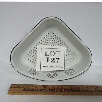 Nice Antique Graniteware Corner Sink Colander