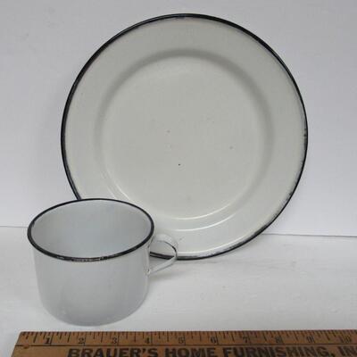 Antique Graniteware Plate and Mug