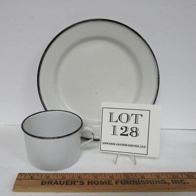 Antique Graniteware Plate and Mug