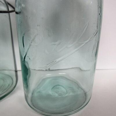 Antique Aqua Canning Jars, Lighter and Darker, Pat 1858, Pat 1908