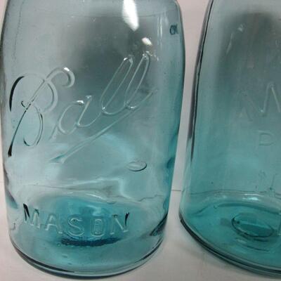 Antique Aqua Canning Jars, Lighter and Darker, Pat 1858, Pat 1908