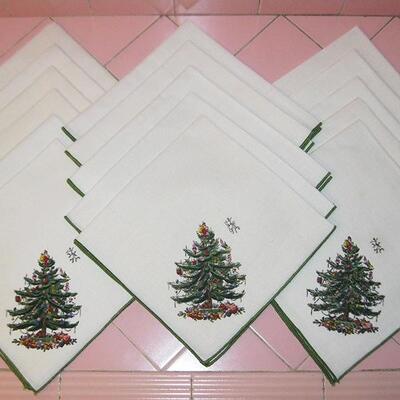 MS Lot 15 Spode Christmas Tree Fabric Dinner Napkins 18x18