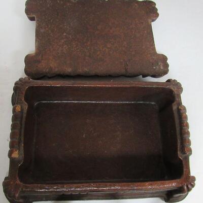 Misc Decorative Lot: Pewter Candle Snuffer Unused, Brass Candlestick, Window Decor, Old Syroco Wood Cig Box